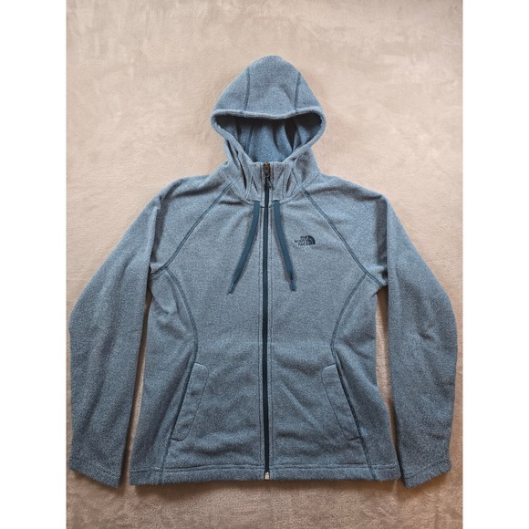 The North Face Jacket Womens Medium Teal Full Zip Hooded Fleece Outdoor Hiking - Picture 1 of 11